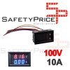 Voltimetro Amperimetro 100V 10A Digital DC Rojo Azul