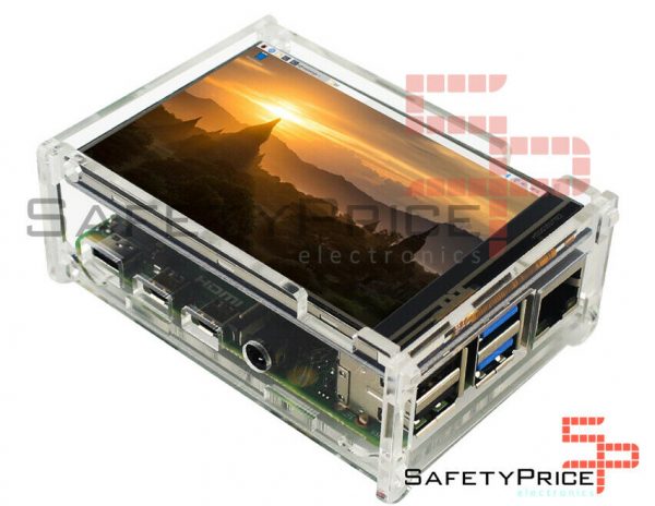 Carcasa transparente acrilica raspberry pi 4 + LCD 3.5" Tactil SP