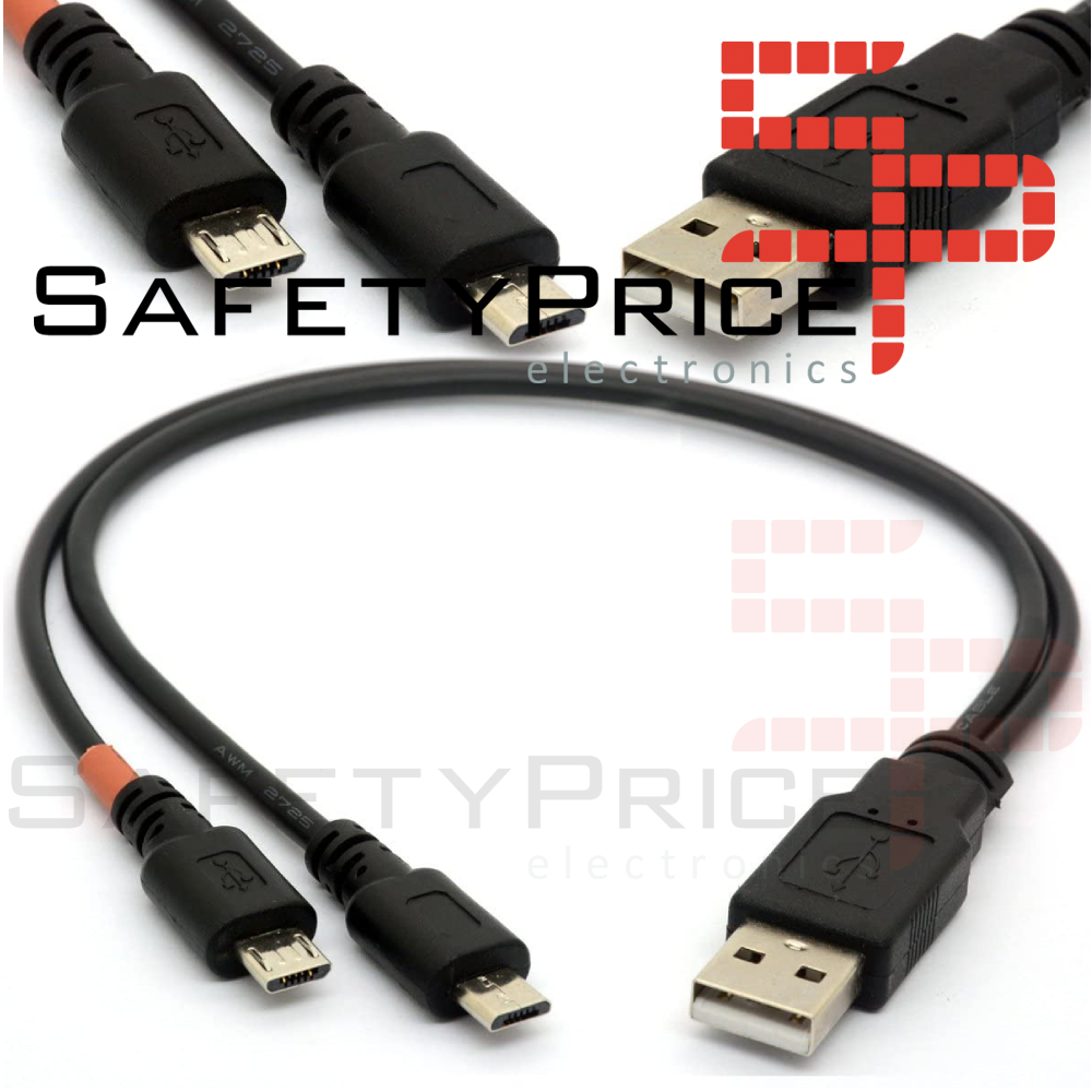 Cable divisor USB 2.0 a Macho doble Micro USB V2.0 25 cm