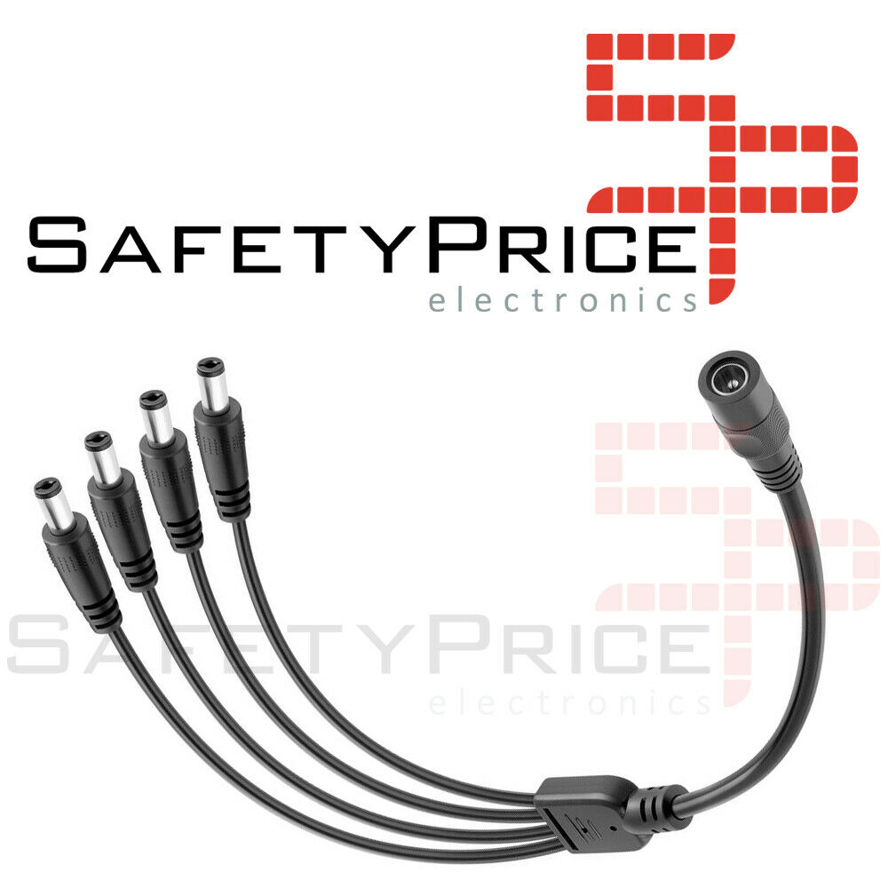 Cable splitter duplicador 4 salidas CCTV camara seguridad 12V - 2.1mm x 5.5mm