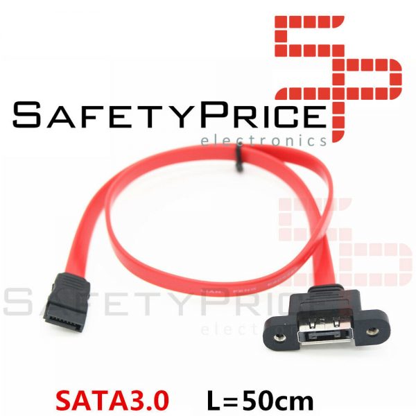 Cable de extensión SATA 7P macho a hembra panel montaje 50 cm