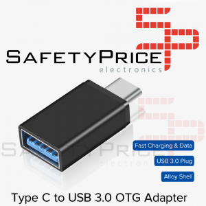 Adaptador USB 3.0 Hembra a Tipo C USB 3.1 Macho OTG NEGRO