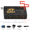 Conmutador HDMI 4K Switch 3 Puertos Selector de Splitter Hub IR Remoto Negro