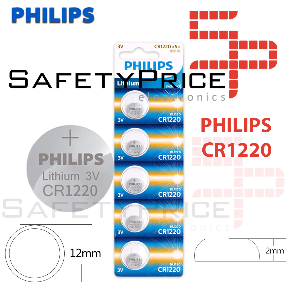 2x Pila de boton PHILIPS bateria original Litio CR1220 3V