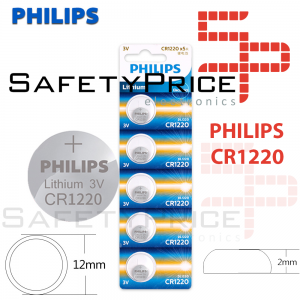 5x Pila de boton PHILIPS bateria original Litio CR1220 3V