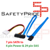 SFF-8482 7 Pin SATA Serial a SAS 29 Pines & cable de alimentacion de 4 pines molex 70cm