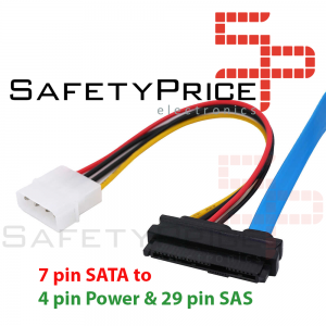 SFF-8482 7 Pin SATA Serial a SAS 29 Pines & cable de alimentacion de 4 pines molex 70cm