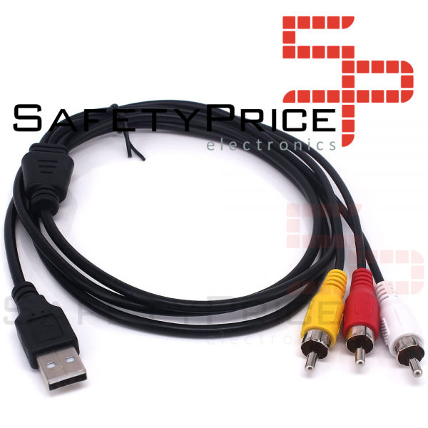 Cable adaptador USB Macho a 3 RCA Macho Divisor Audio Video AV Compuesto TV/Mac/PC REF2007