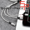 3 en 1 Multi Cable de Carga rapida 5V 2.4A nylon trenzado  MicroUSB Tipo-C Lightning 1.2M Plata