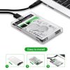 Caja Carcasa de disco duro usb 3.0 SSD HDD SATA 2.5" TRANSPARENTE