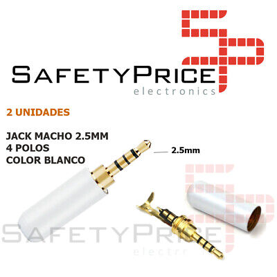 2x Conector jack macho 2.5mm 4 polos blanco