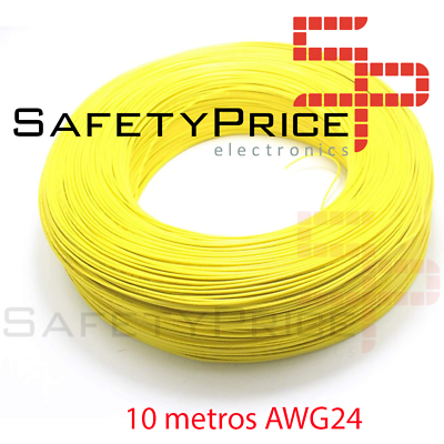 10 METROS Cable AWG24 AMARILLO trenzado