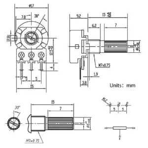 Potenciometro B1K lineal 1k OHM