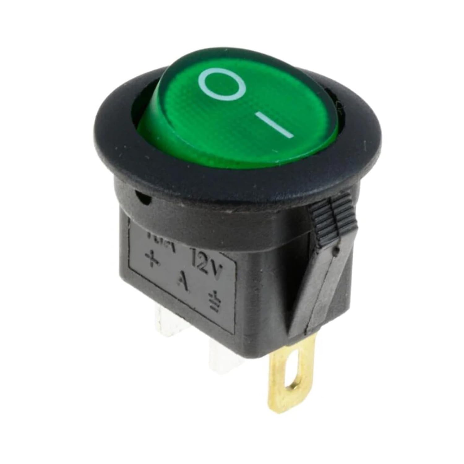INTERRUPTOR ON OFF CON LUZ VERDE REDONDO RECTANGULAR 20MM SPST 250v 6a ac