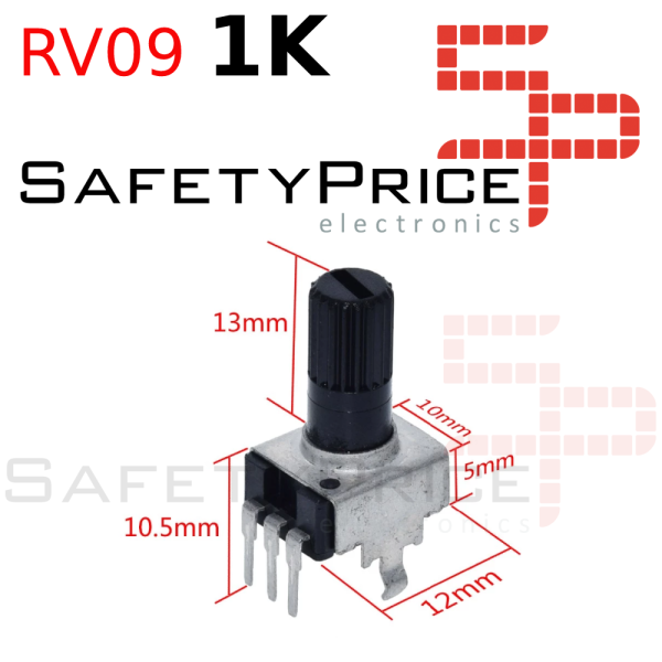 1x Potenciometro vertical tipo RV09 1K ohm lineal 0,05w resistencia ajustable