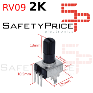 1x Potenciometro vertical tipo RV09 2K ohm lineal 0,05w resistencia ajustable