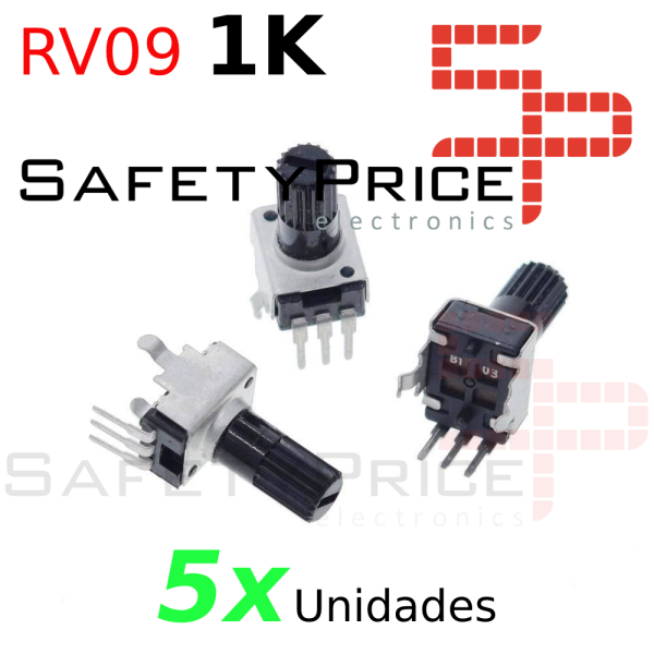 5x Potenciometro vertical tipo RV09 1K ohm lineal 0,05w resistencia ajustable