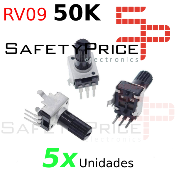 5x Potenciometro vertical tipo RV09 50K ohm lineal 0,05w resistencia ajustable
