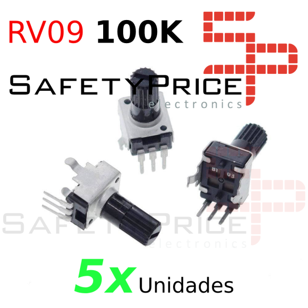 5x Potenciometro vertical tipo RV09 100K ohm lineal 0,05w resistencia ajustable