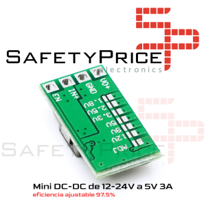 Mini DC-DC de 12-24V a 5V 3A módulo reductor potencia convertidor eficiencia ajustable 97.5%
