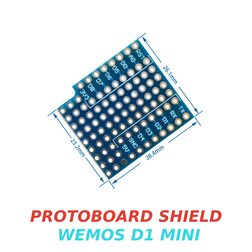 Modulo Shield Protoboard doble cara para Wemos D1 mini ESP8266