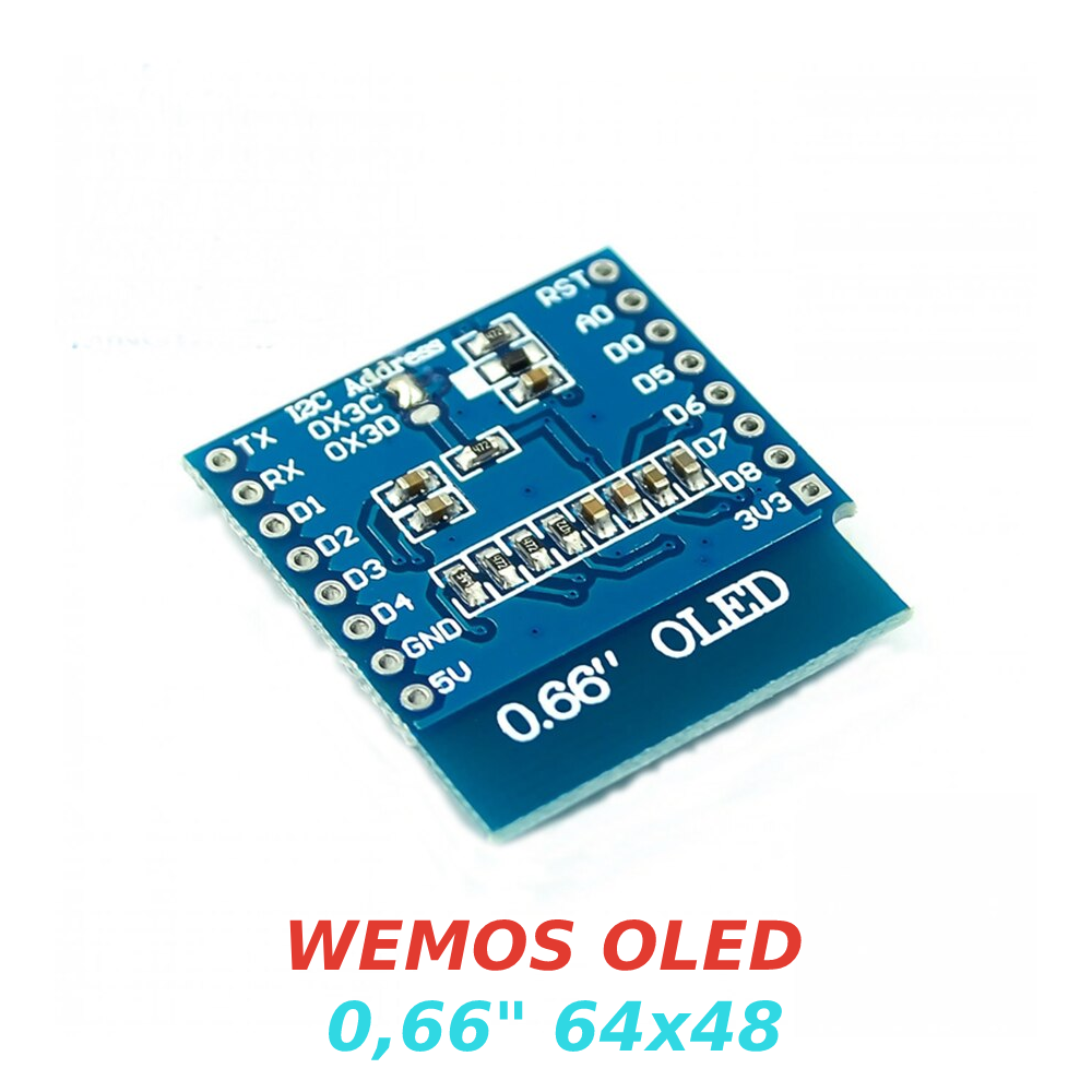 Modulo Shield OLED 0.66” 64x48 para WeMos D1 mini WiFi ESP8266 i2c