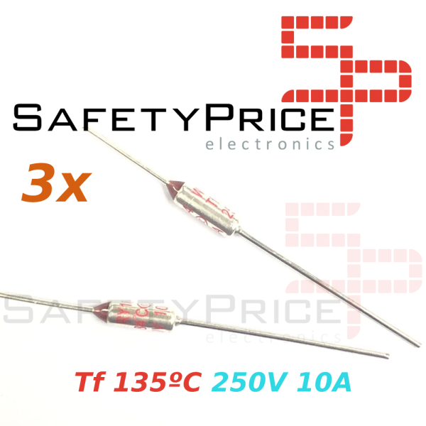 3x THERMAL FUSE FUSIBLE TERMICO TF 135C 250V 10A 135ºC
