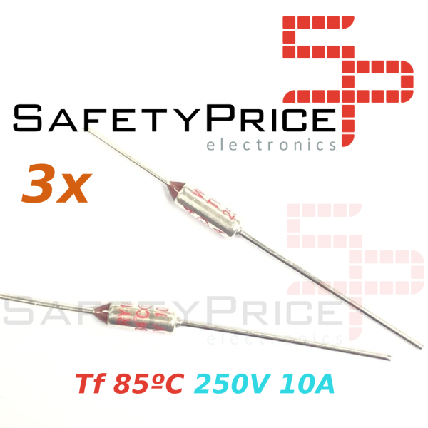3x THERMAL FUSE FUSIBLE TERMICO TF 85C 250V 10A 85ºC