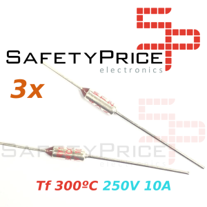 3x THERMAL FUSE FUSIBLE TERMICO TF 300C 250V 10A 300ºC