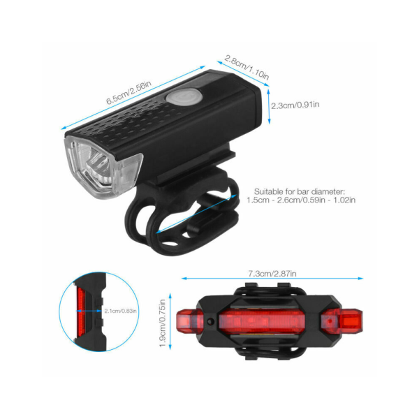 Luz LED trasera delantera bicicleta con reflectante bateria interna waterproof