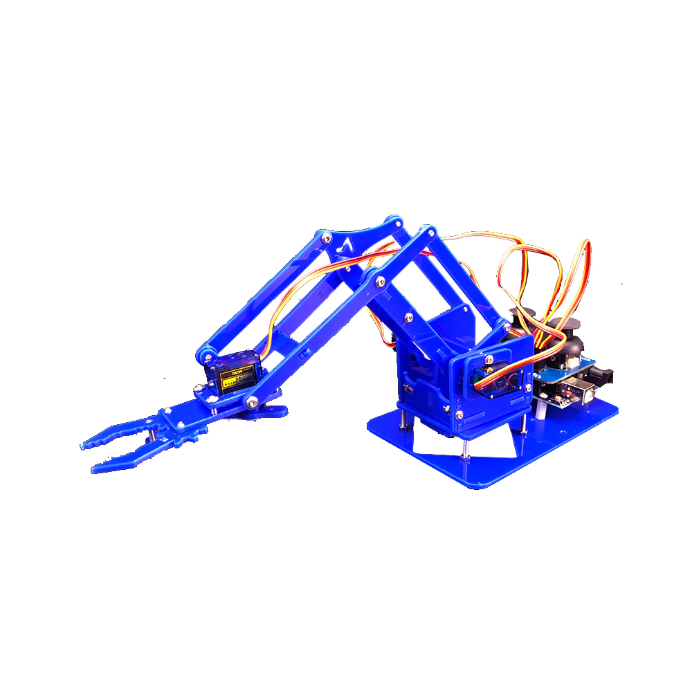 Brazo Robotico mecanico acrilico 4 DOF Arduino Kit completo Azul