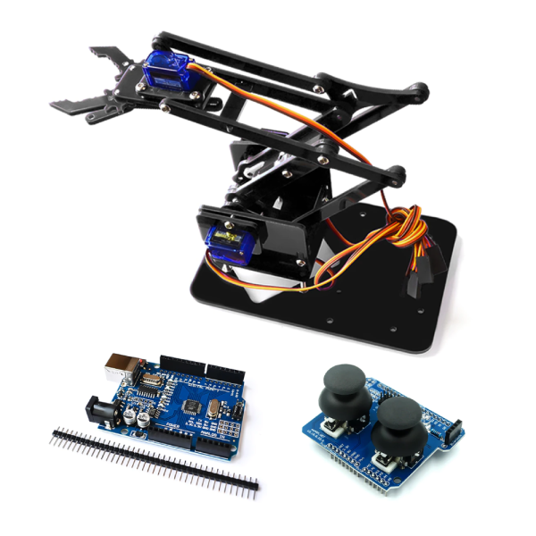 Brazo Robotico mecanico acrilico 4 DOF Arduino Kit completo Negro