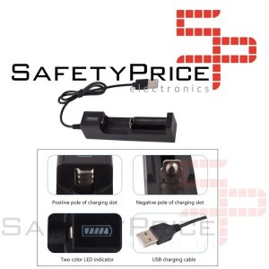 Cargador usb para pilas 18650, 16340, 14500, 10400 y 26650