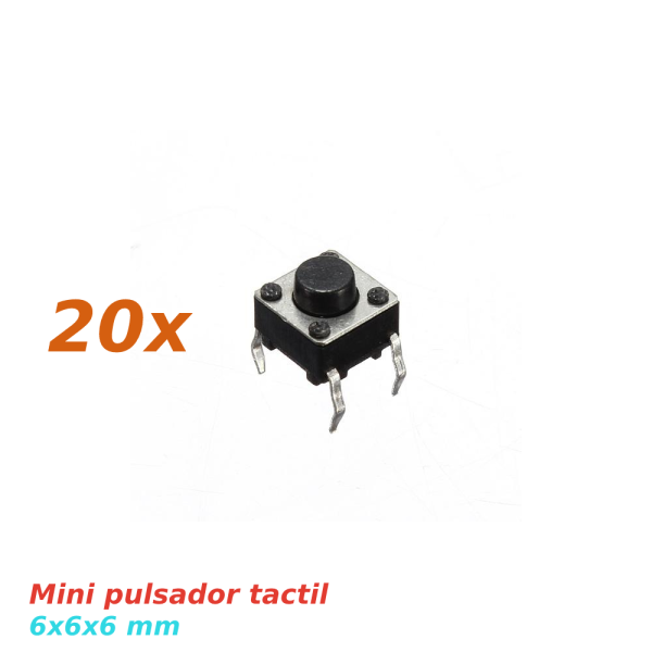 20x Mini pulsador para PCB 6x6x6 mm 4 pines SPST NO