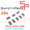 10x Micro Switch Interruptor de boton SMD 3x6x2,5 mm rojo
