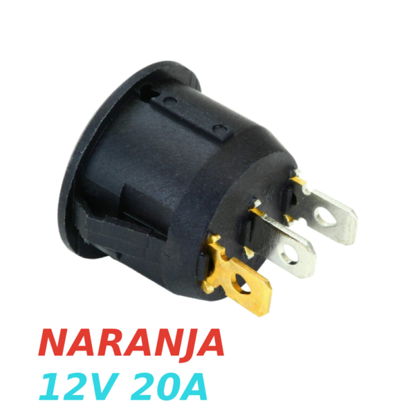 IInterruptor ON OFF con luz LED Redondo 20mm SPST 12V 20A NARANJA