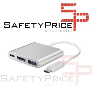 USB C a HDMI Adaptador 4K + USB 3.0 + Carga PD Tipo C