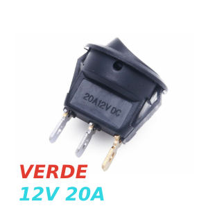 IInterruptor ON OFF con luz LED Redondo rectangular 20mm SPST 12V 20A VERDE