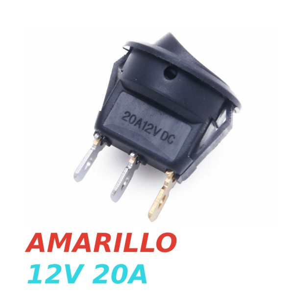 IInterruptor ON OFF con luz LED Redondo rectangular 20mm SPST 12V 20A AMARILLO