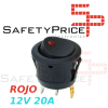 IInterruptor ON OFF con luz LED Redondo 20mm SPST 12V 20A ROJO