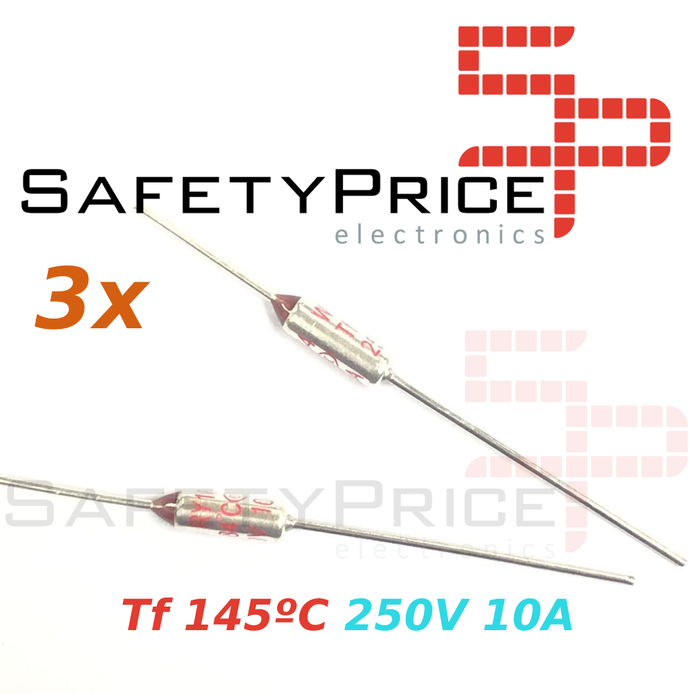 3x THERMAL FUSE FUSIBLE TERMICO TF 145C 250V 10A 145ºC