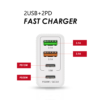 Cargador de telefono movil carga rapida QC3.0, 3.1A, USB C 36 W 5V4A 2PD + 2USB