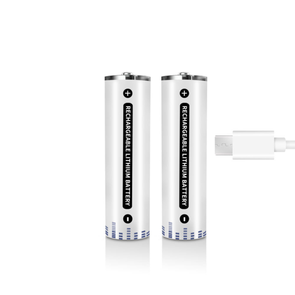2x Pila Batería de litio recargable por USB Tipo C 1.5v AA 2200mAh