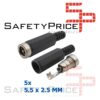 5x Conector aéreo DC Hembra 5.5 x 2.5 MM
