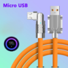 Cable de silicona liquida de carga super rapida de 120 W 6A MicroUSB giratorio