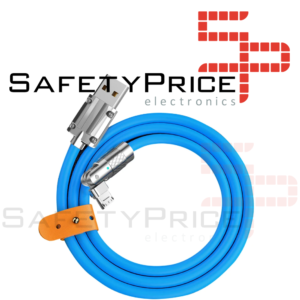 Cable de silicona liquida carga super rapida 120 W 6A MicroUSB giratorio azul