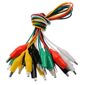 Pack 10 Cables Con Pinzas Cocodrilo 50cm Colores