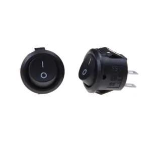 2x Interruptor On Off Redondo Negro Panel 220v 250v 10a Empotrable Boton