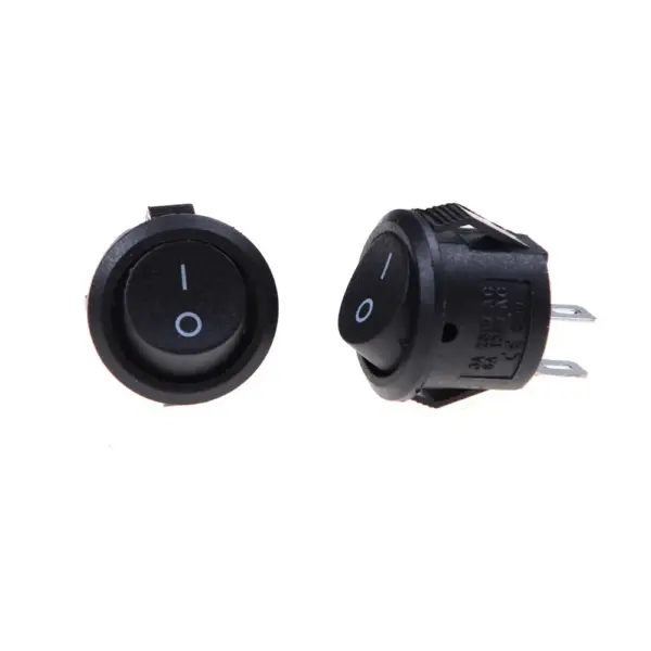 2x Interruptor On Off Redondo Negro Panel 220v 250v 10a Empotrable Boton