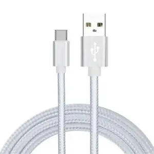 CABLE USB-C ALUMINIO TRENZADO MÓVIL TABLET TIPO C 1m PLATA NYLON